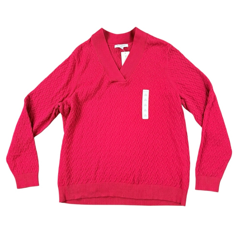 NWT Studio Works textured red v-neck sweater size 2X